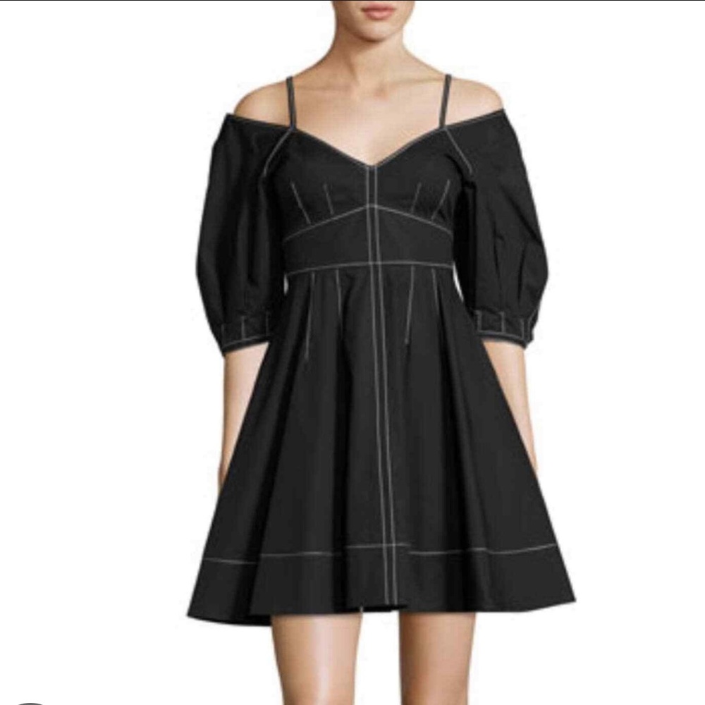 Derek Lam 10 Crosby Off-Shoulder Cold Shoulder Poplin Dress - Black Size 8